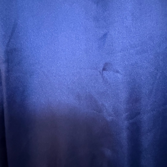 Blue Satin Mock Neck Maxi Dress - Picture 7 of 14